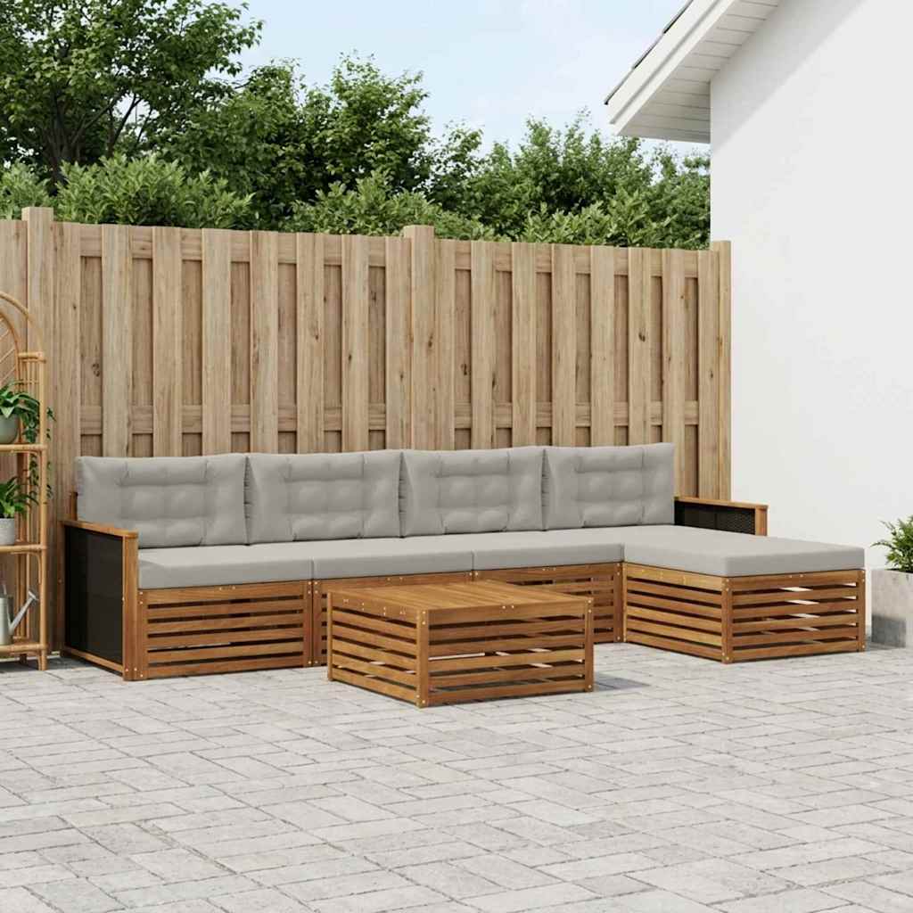 Buiten bankenset 6 pcs Naturel en lichtgrijs 79 x 79 x 37 cm – afbeelding 1