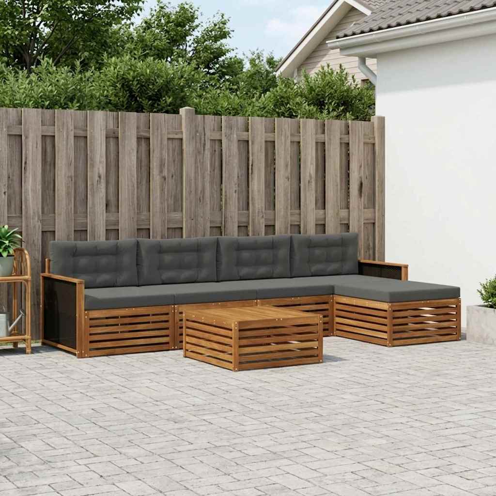 Buiten bankenset 6 pcs Natuurlijk en Antraciet 79 x 79 x 37 cm – afbeelding 1