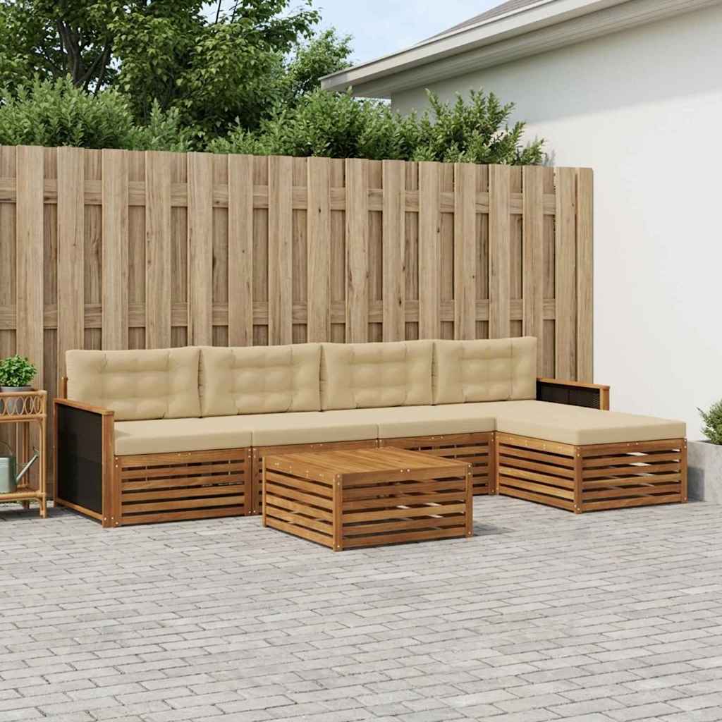 Buiten bankenset 6 pcs Natuurlijk en Beige 79 x 79 x 37 cm – afbeelding 1