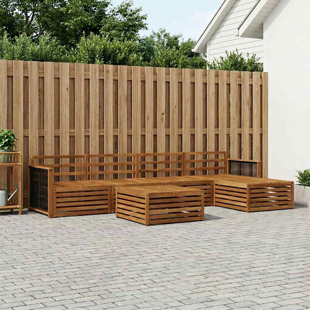 Buiten bankenset 6 pcs Naturel Massief Acaciahout