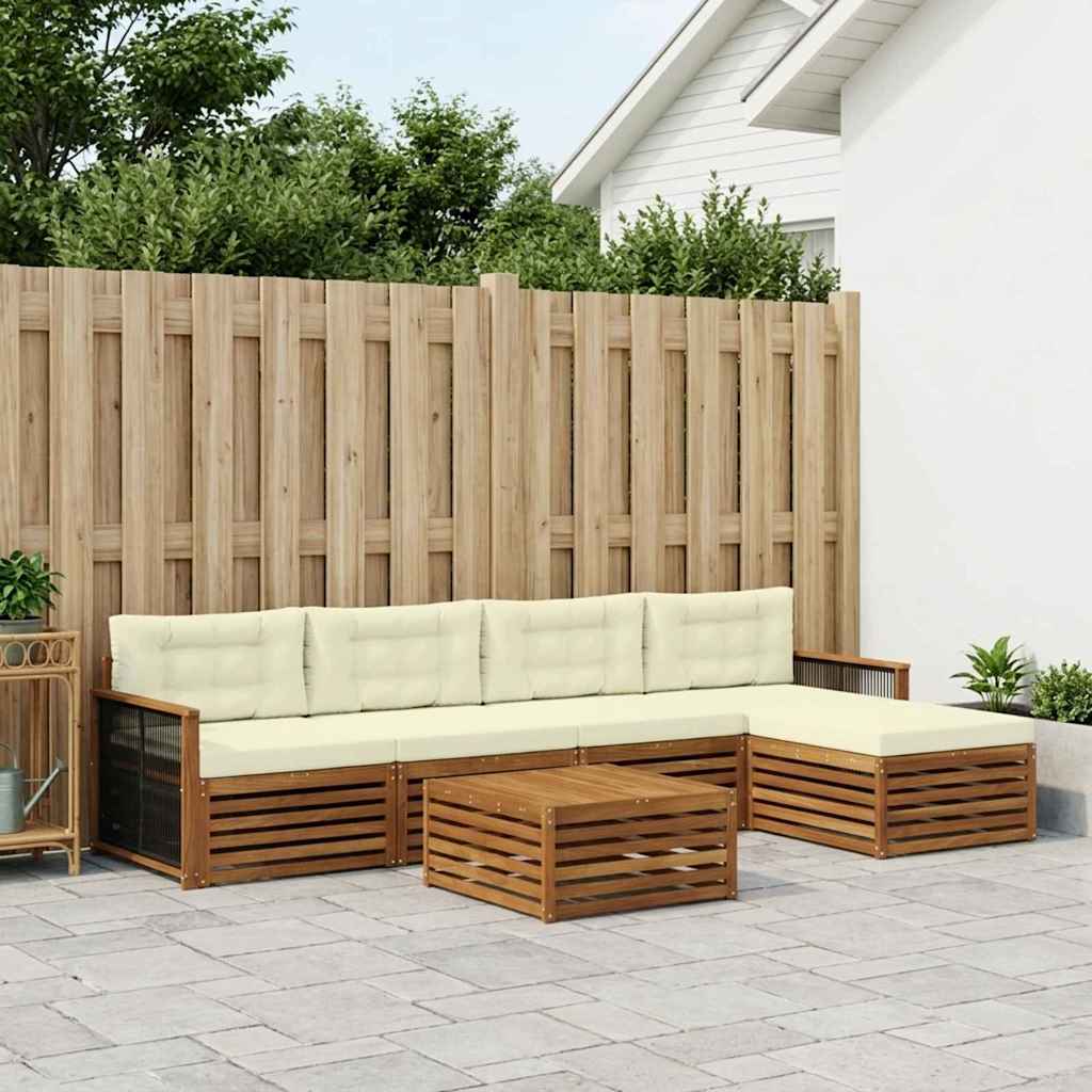 Buiten bankenset met kussen 6 pcs Natuurlijk en Crème – afbeelding 1