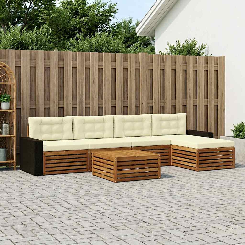 Buiten bankenset 6 pcs Natuurlijk en Crème 79 x 79 x 37 cm