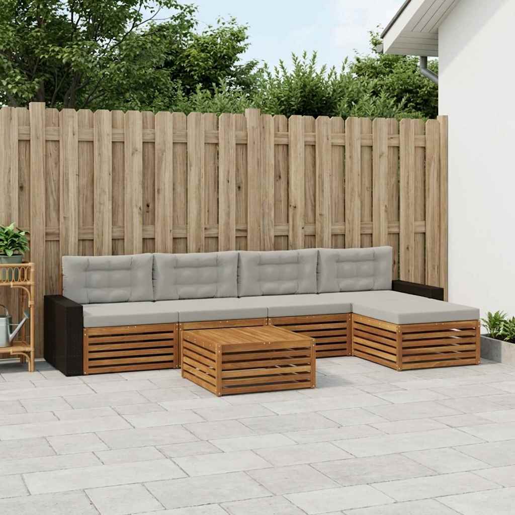 Buiten bankenset 6 pcs Naturel en lichtgrijs 79 x 79 x 37 cm – afbeelding 1