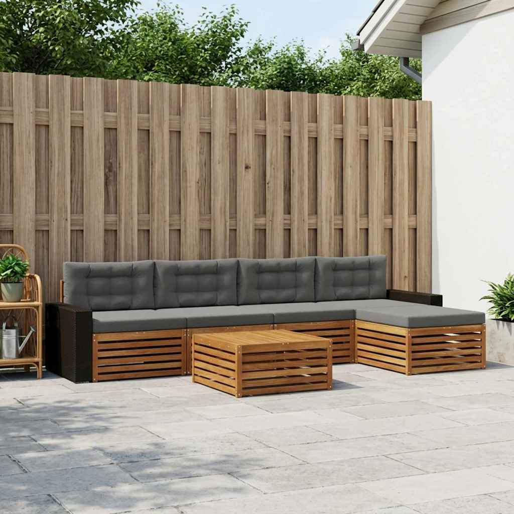 Buiten bankenset 6 pcs Natuurlijk en Antraciet 79 x 79 x 37 cm