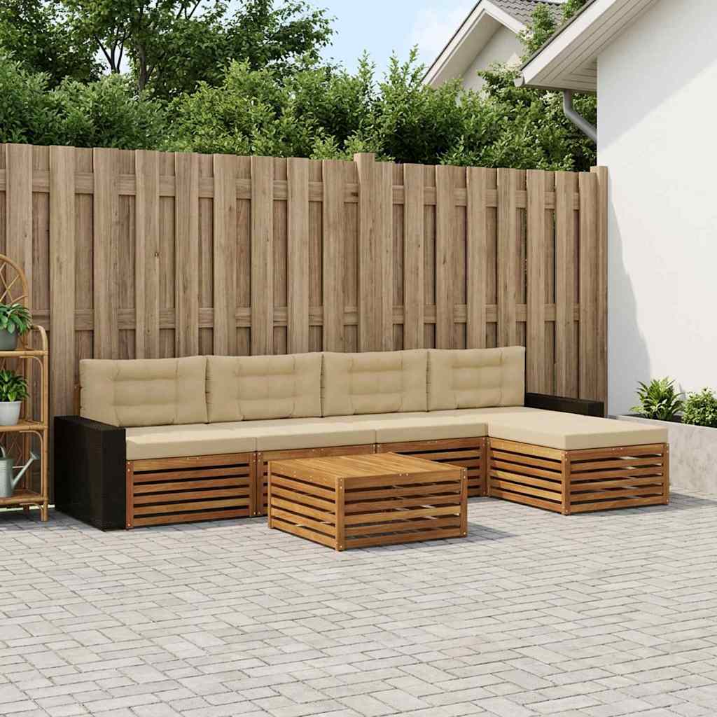 Buiten bankenset 6 pcs Natuurlijk en Beige 79 x 79 x 37 cm