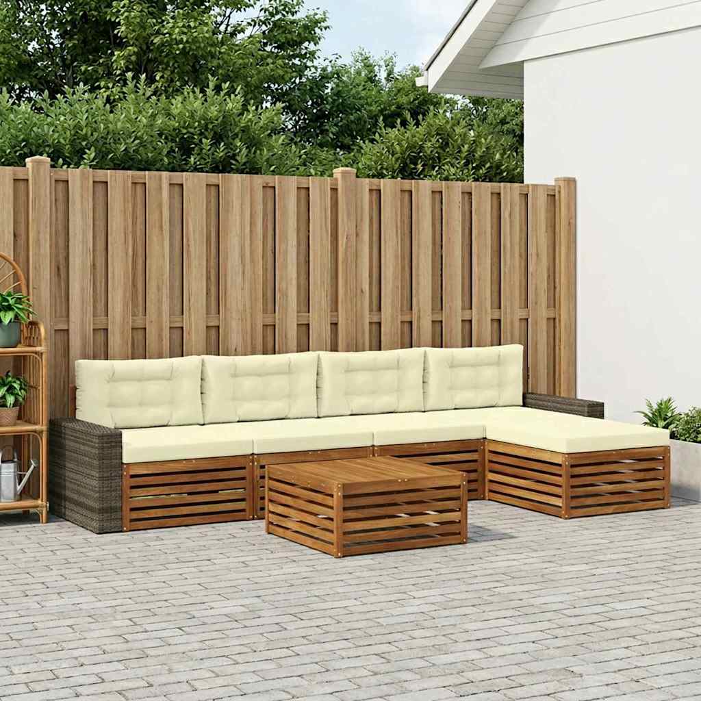 Buiten bankenset 6 pcs Natuurlijk en Crème 79 x 79 x 37 cm