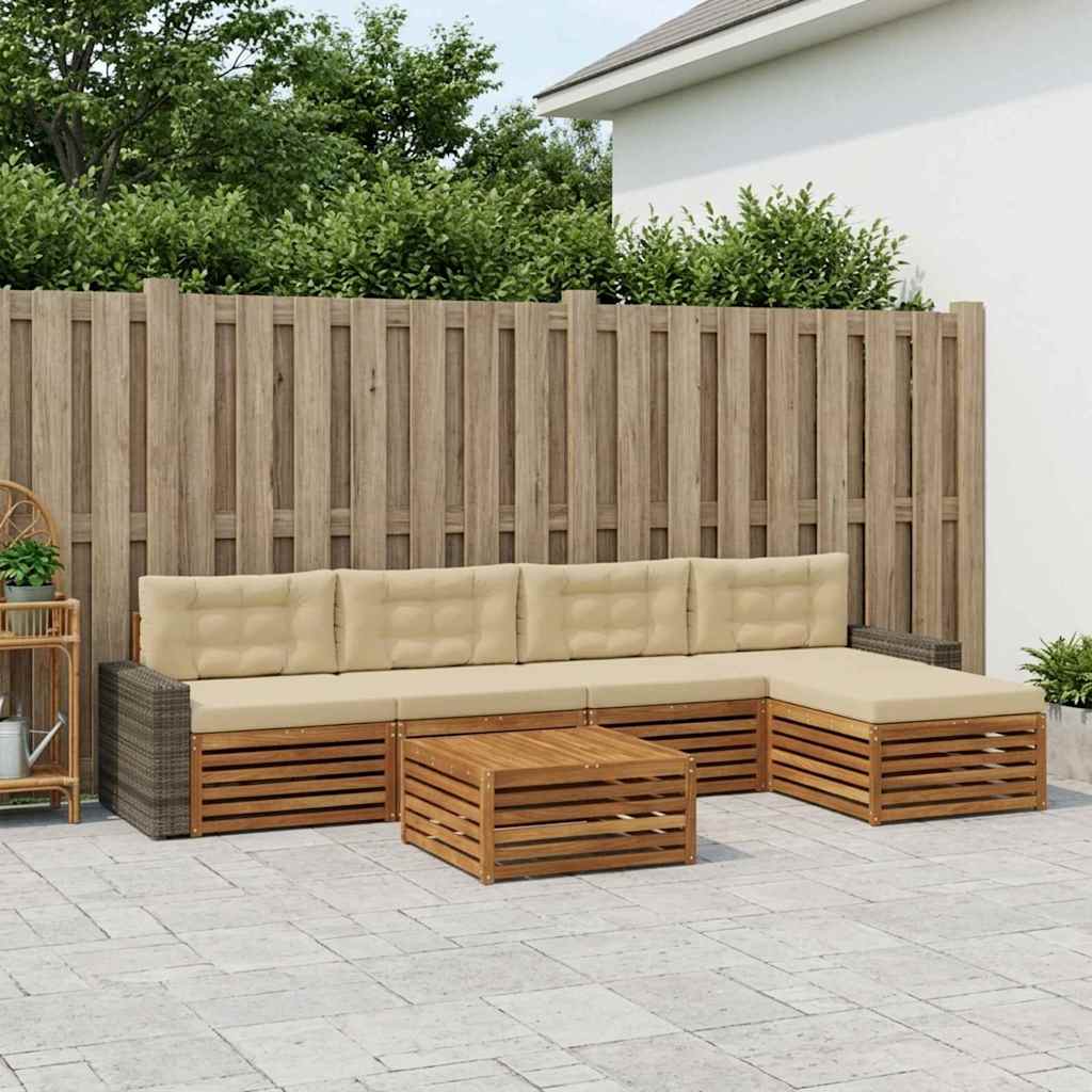 Buiten bankenset 6 pcs Natuurlijk en Beige 79 x 79 x 37 cm