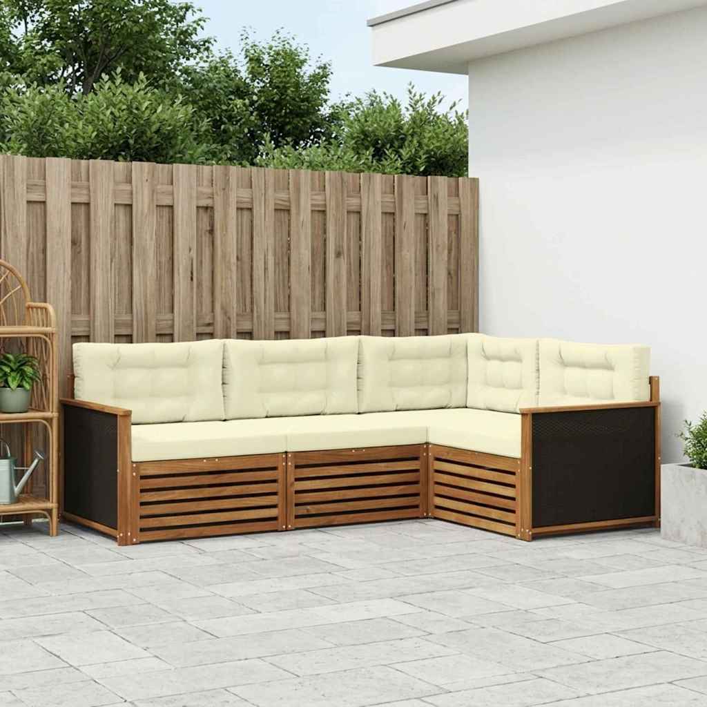 Buiten bankenset 4 pcs Natuurlijk en Crème – afbeelding 1