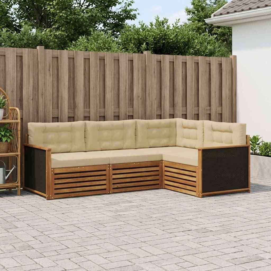 Buiten bankenset 4 pcs Natuurlijk en Beige