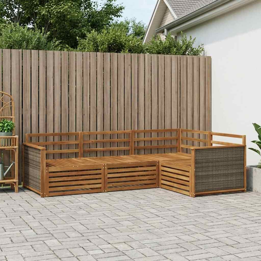 Buiten bankenset 4 pcs Naturel Massief Acaciahout – afbeelding 1