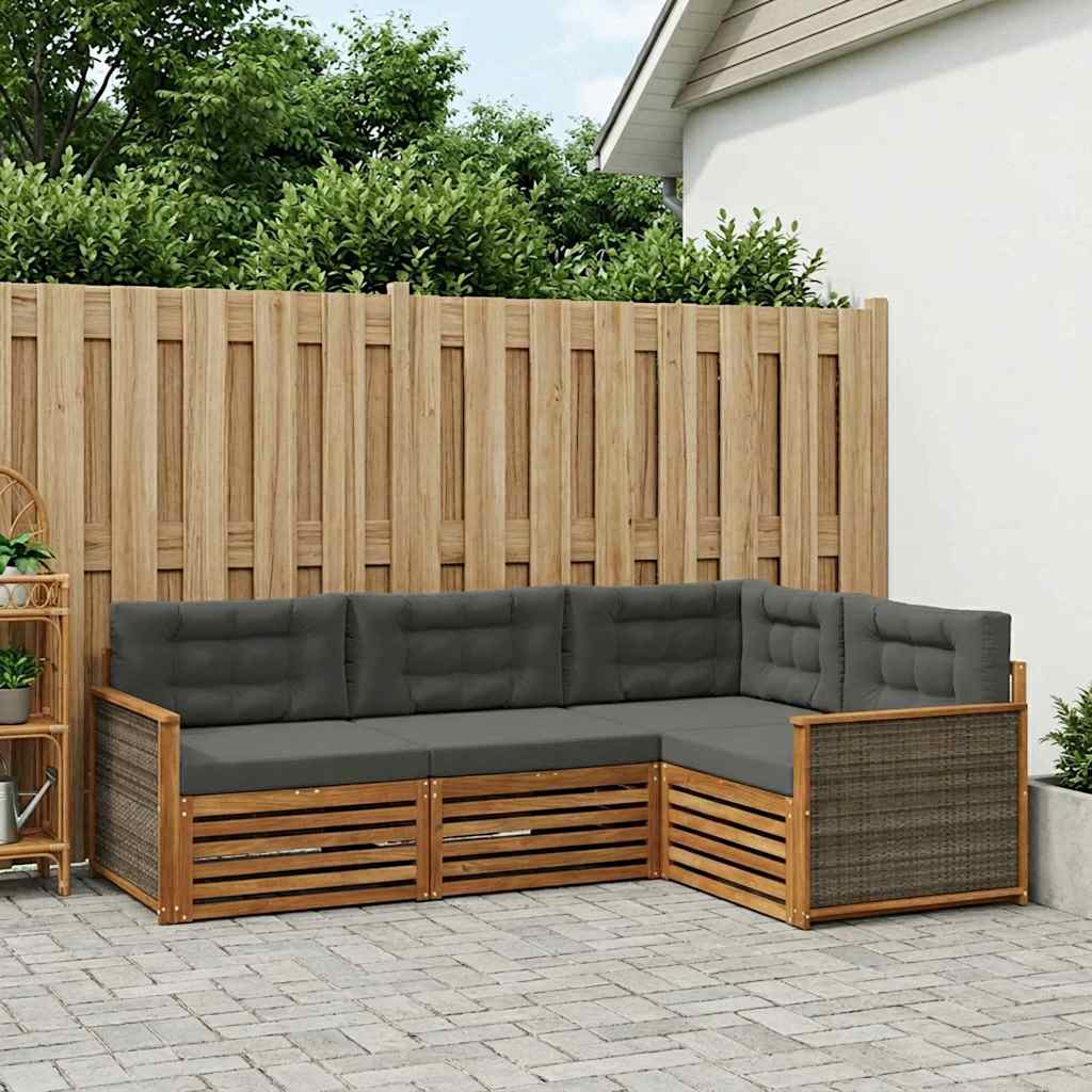 Buiten bankenset met kussen 4 pcs Natuurlijk en Antraciet – afbeelding 1