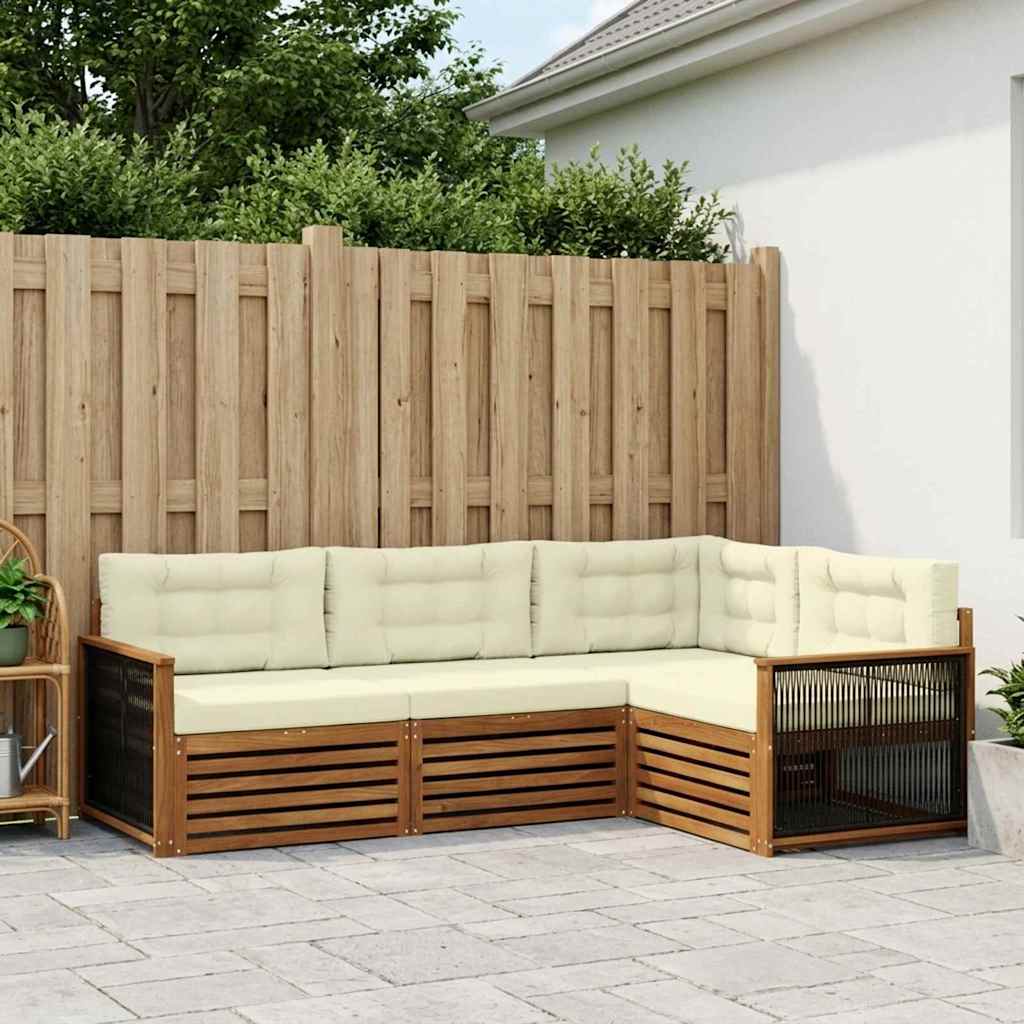Buiten bankenset met kussen 4 pcs Natuurlijk en Crème