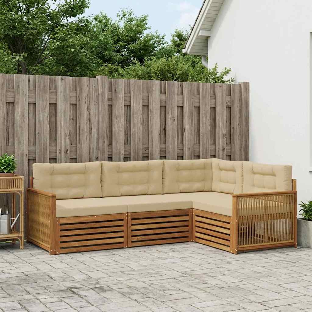 Buiten bankenset met kussen 4 pcs Natuurlijk en Beige – afbeelding 1