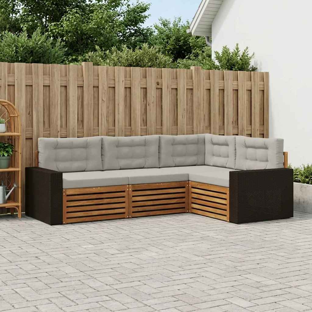 Buiten bankenset 4 pcs Naturel en lichtgrijs – afbeelding 1