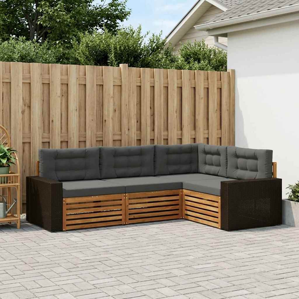 Buiten bankenset 4 pcs Natuurlijk en Antraciet – afbeelding 1