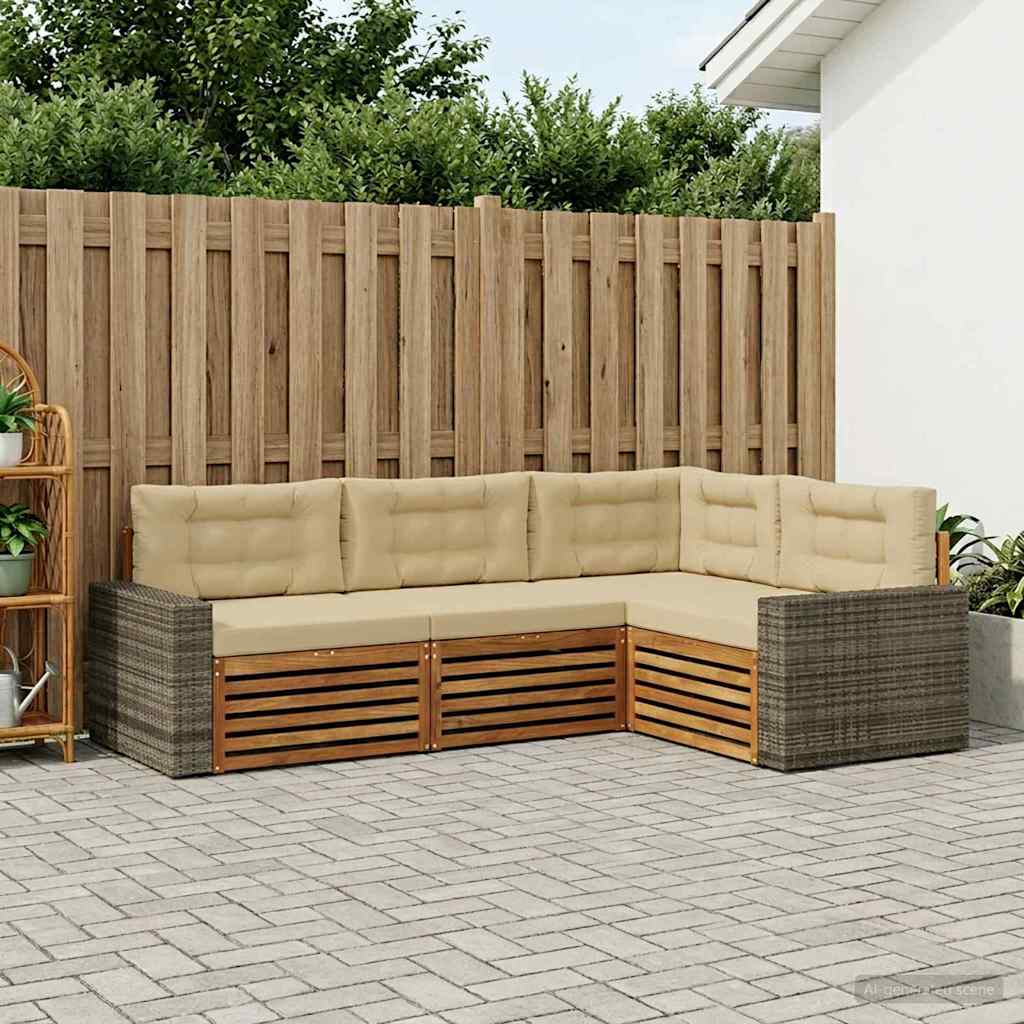 Buiten bankenset 4 pcs Natuurlijk en Beige