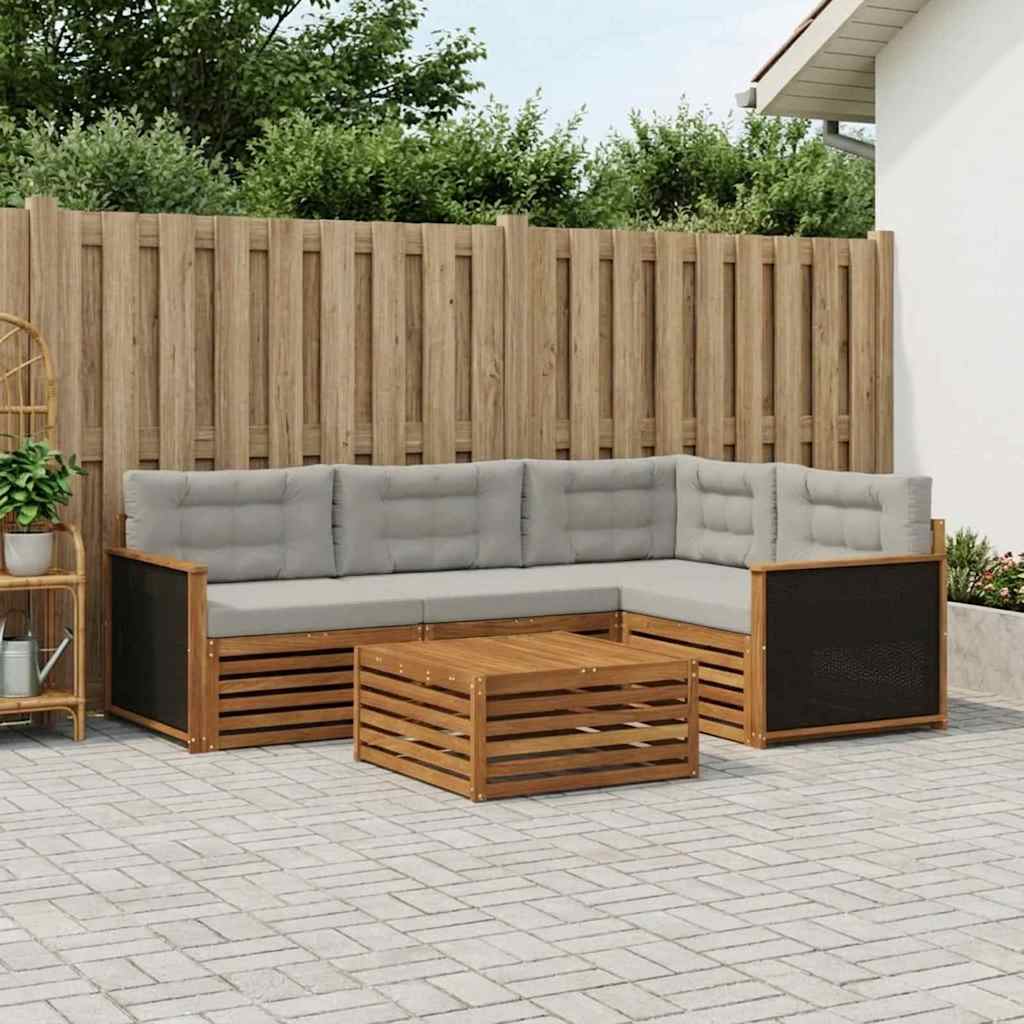 Buiten bankenset 5 pcs Naturel en lichtgrijs 79 x 79 x 37 cm