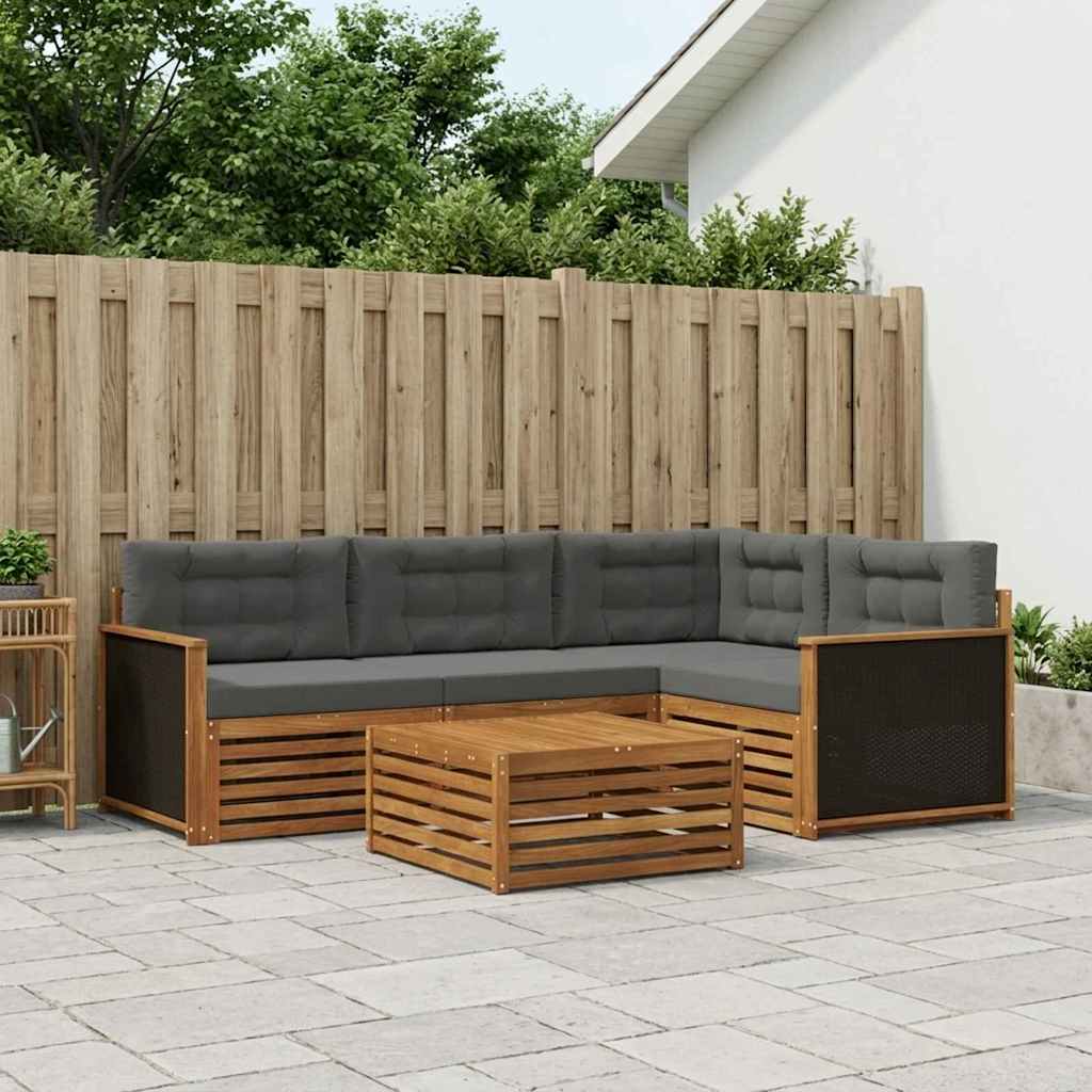 Buiten bankenset 5 pcs Natuurlijk en Antraciet 79 x 79 x 37 cm