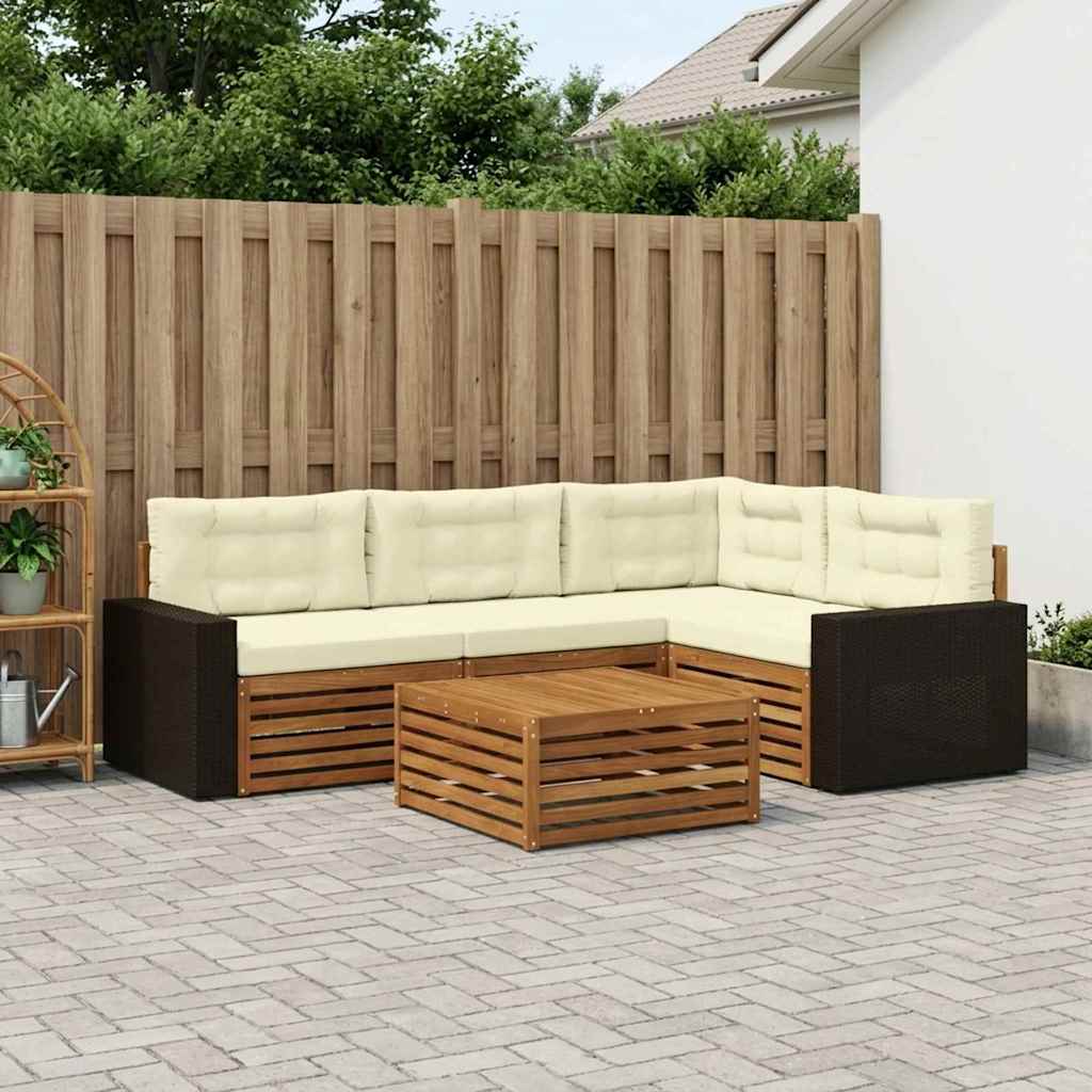Buiten bankenset 5 pcs Natuurlijk en Crème 79 x 79 x 37 cm