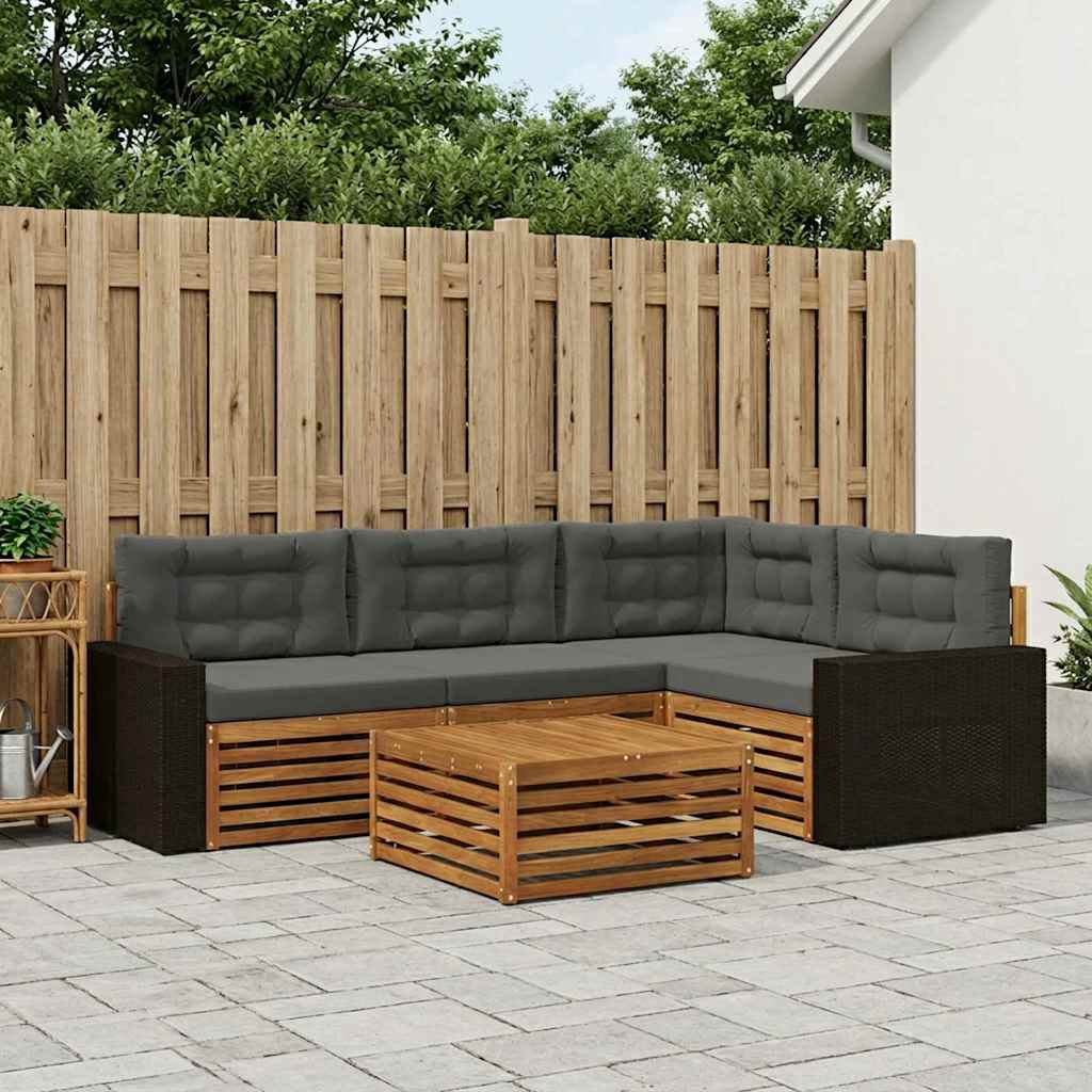 Buiten bankenset 5 pcs Natuurlijk en Antraciet 79 x 79 x 37 cm – afbeelding 1