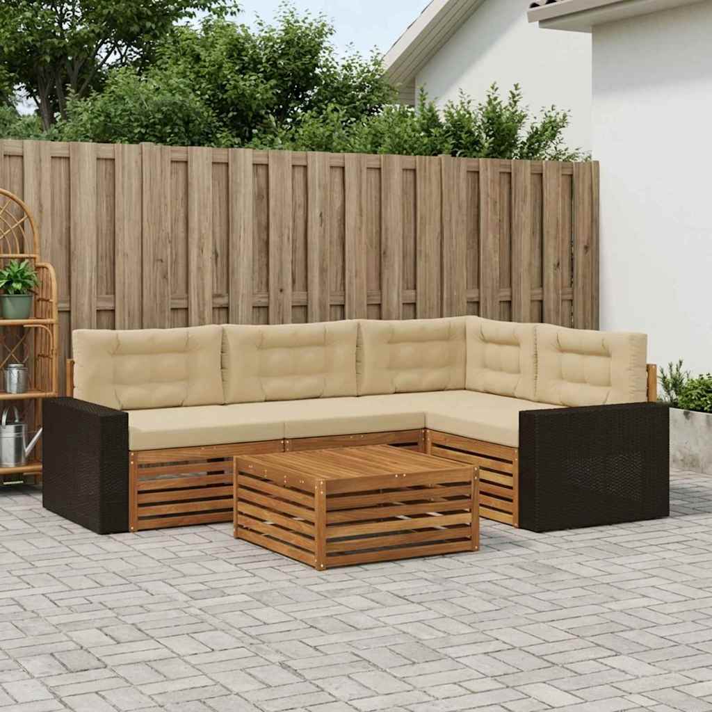 Buiten bankenset 5 pcs Natuurlijk en Beige 79 x 79 x 37 cm – afbeelding 1