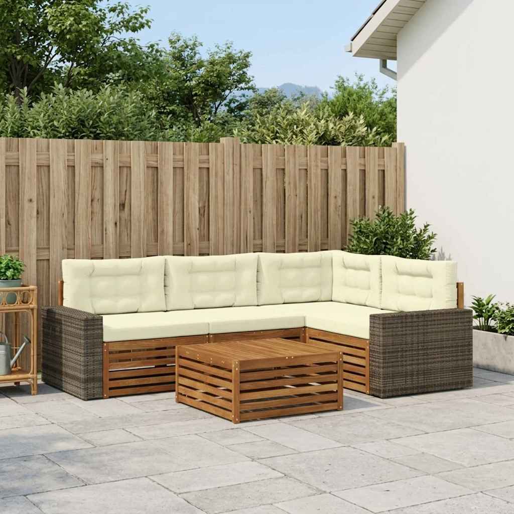 Buiten bankenset 5 pcs Natuurlijk en Crème 79 x 79 x 37 cm – afbeelding 1