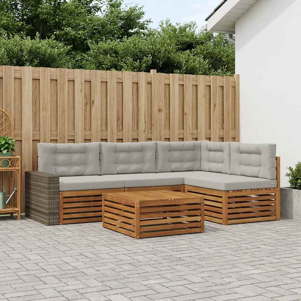 Buiten bankenset 5 pcs Naturel en lichtgrijs 79 x 79 x 37 cm