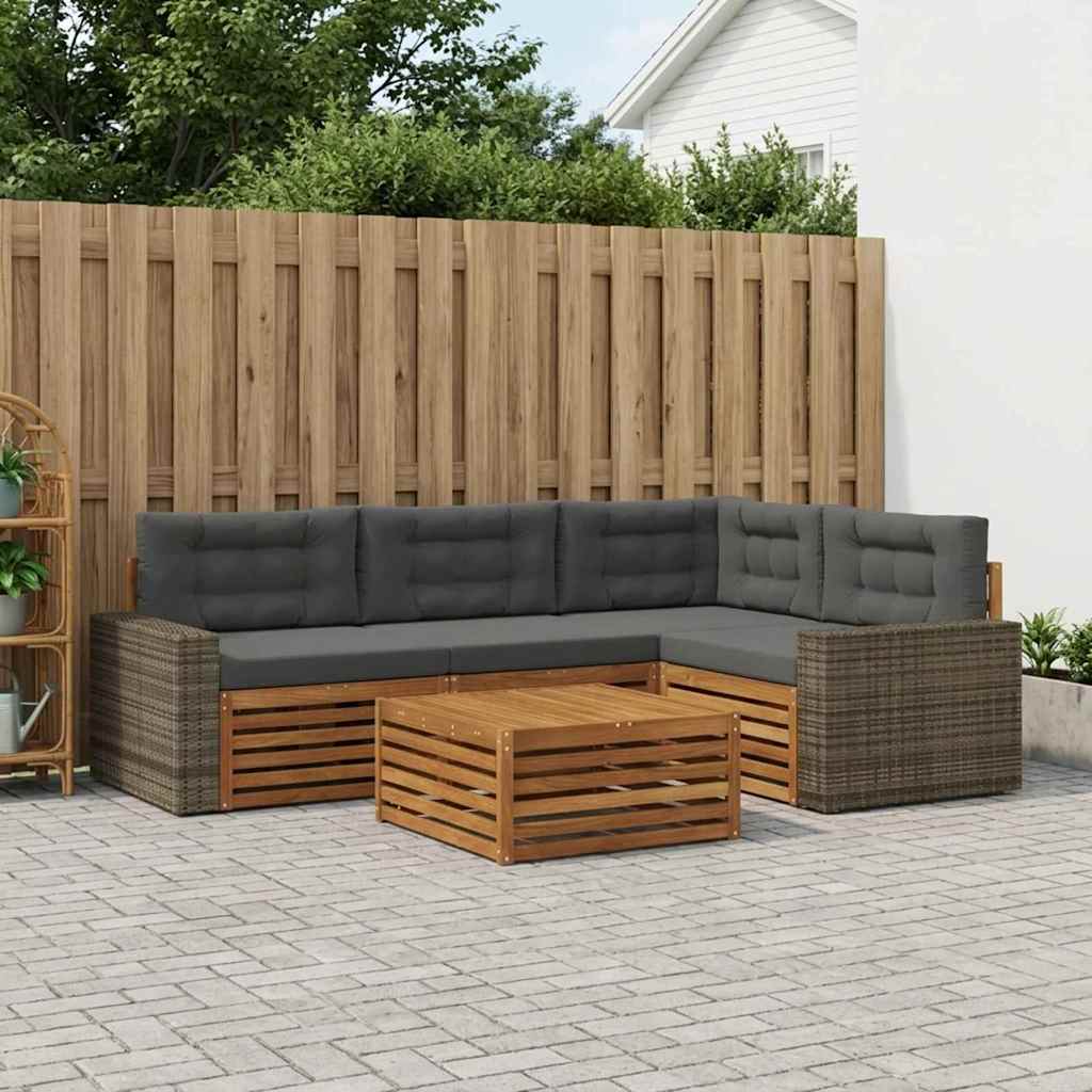 Buiten bankenset 5 pcs Natuurlijk en Antraciet 79 x 79 x 37 cm