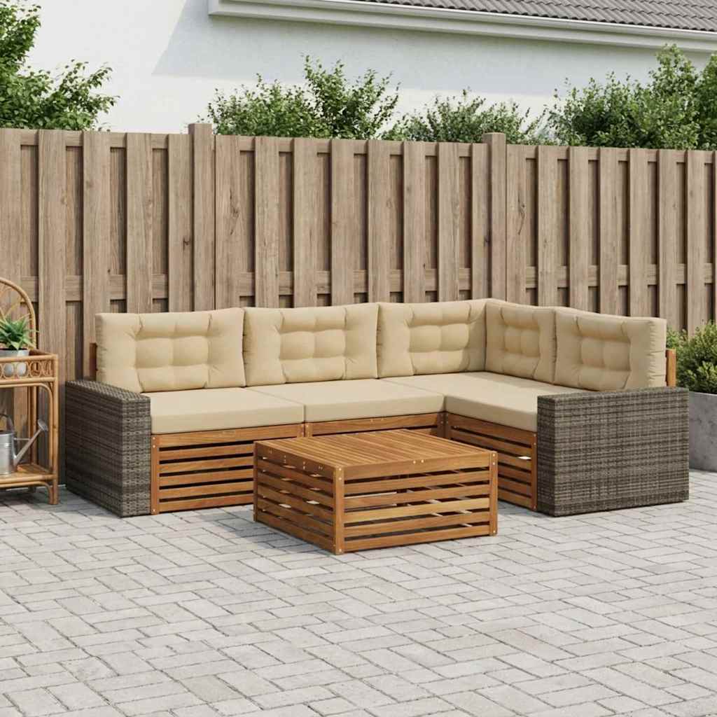 Buiten bankenset 5 pcs Natuurlijk en Beige 79 x 79 x 37 cm – afbeelding 1