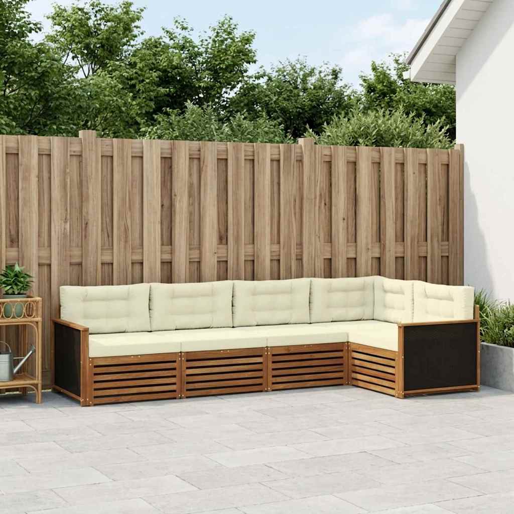 Buiten bankenset 5 pcs Natuurlijk en Crème 323 x 164,5 x 73 cm – afbeelding 1