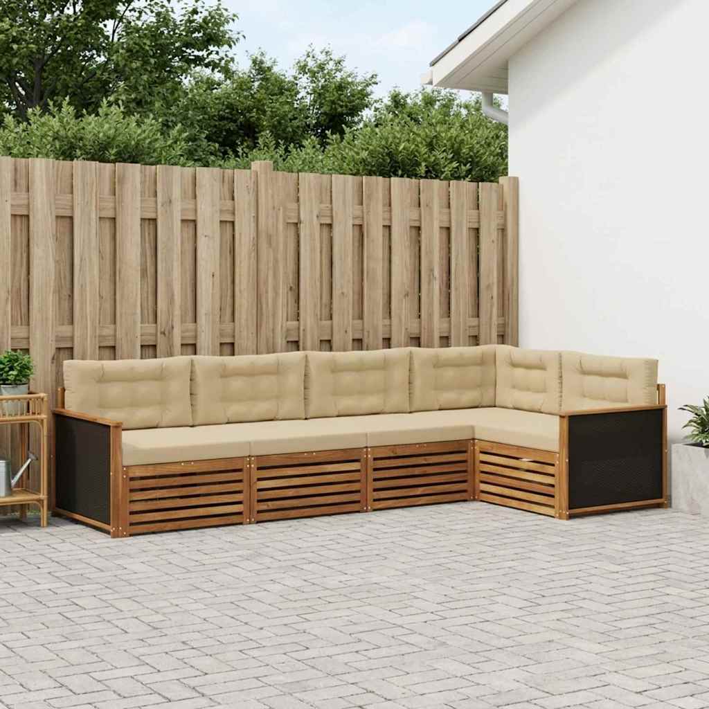 Buiten bankenset 5 pcs Natuurlijk en Beige 323 x 164,5 x 73 cm – afbeelding 1