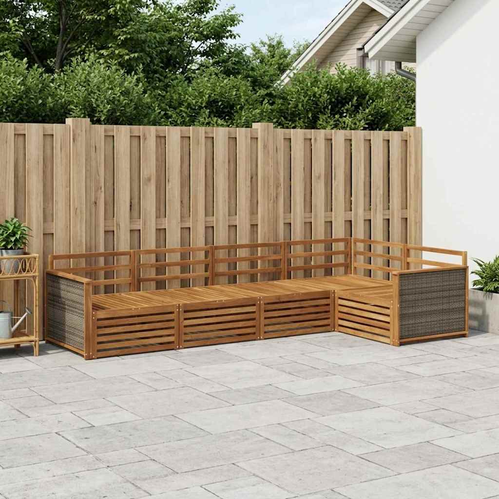 Buiten bankenset 5 pcs Naturel Massief Acaciahout – afbeelding 1