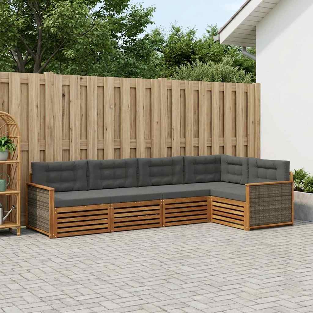 Buiten bankenset met kussen 5 pcs Natuurlijk en Antraciet – afbeelding 1
