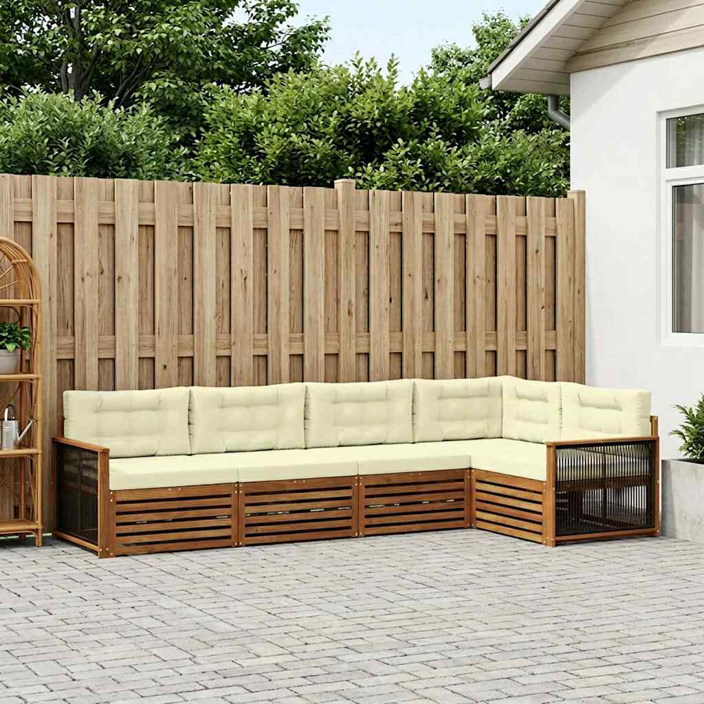 Buiten bankenset met kussen 5 pcs Natuurlijk en Crème – afbeelding 1