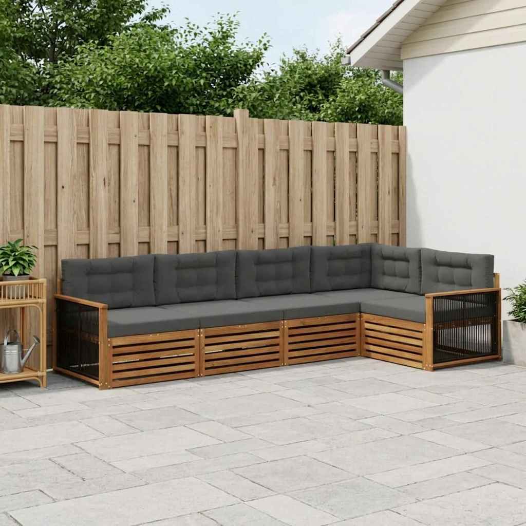 Buiten bankenset met kussen 5 pcs Natuurlijk en Antraciet – afbeelding 1