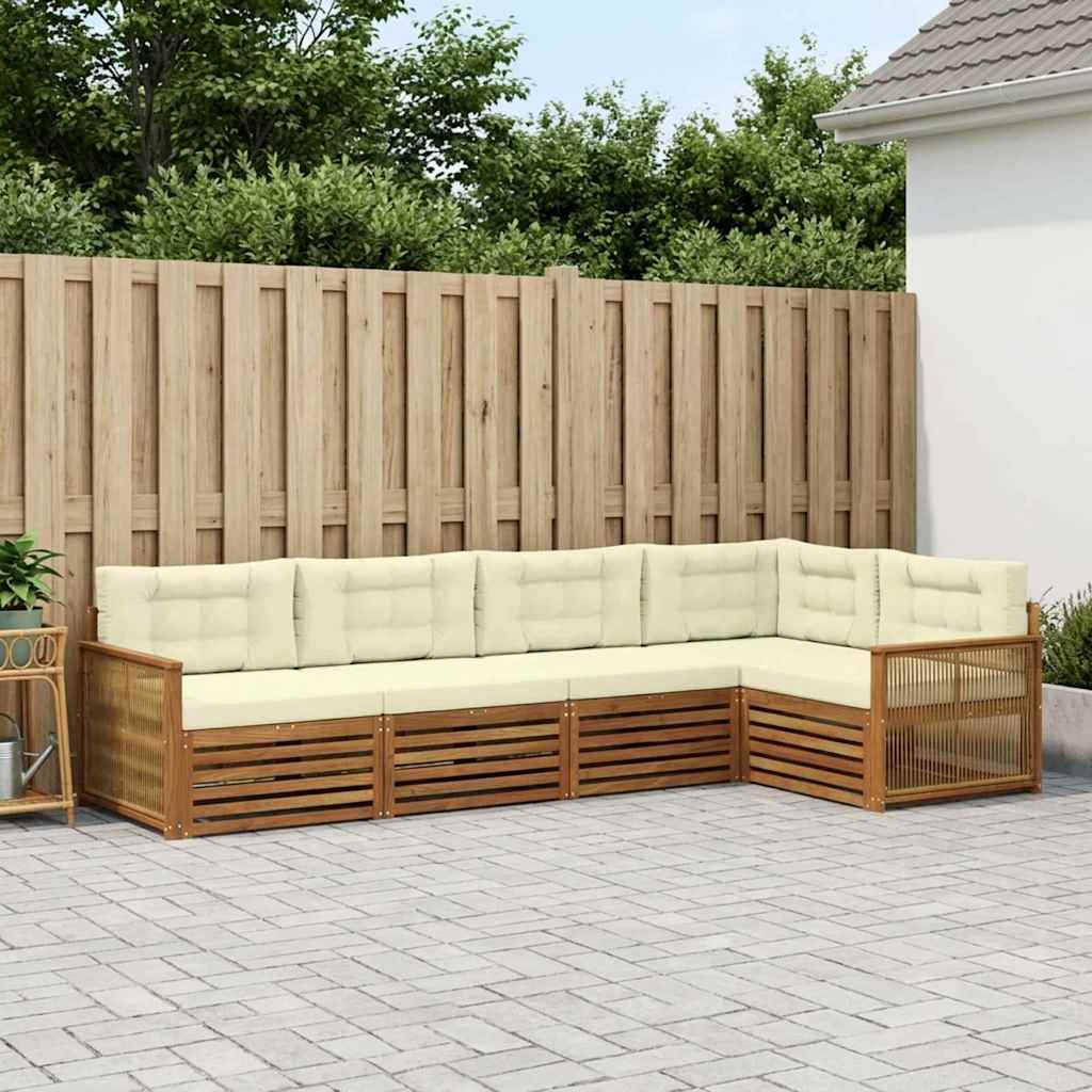 Buiten bankenset met kussen 5 pcs Natuurlijk en Crème – afbeelding 1
