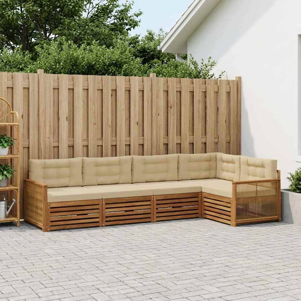 Buiten bankenset met kussen 5 pcs Natuurlijk en Beige – afbeelding 1