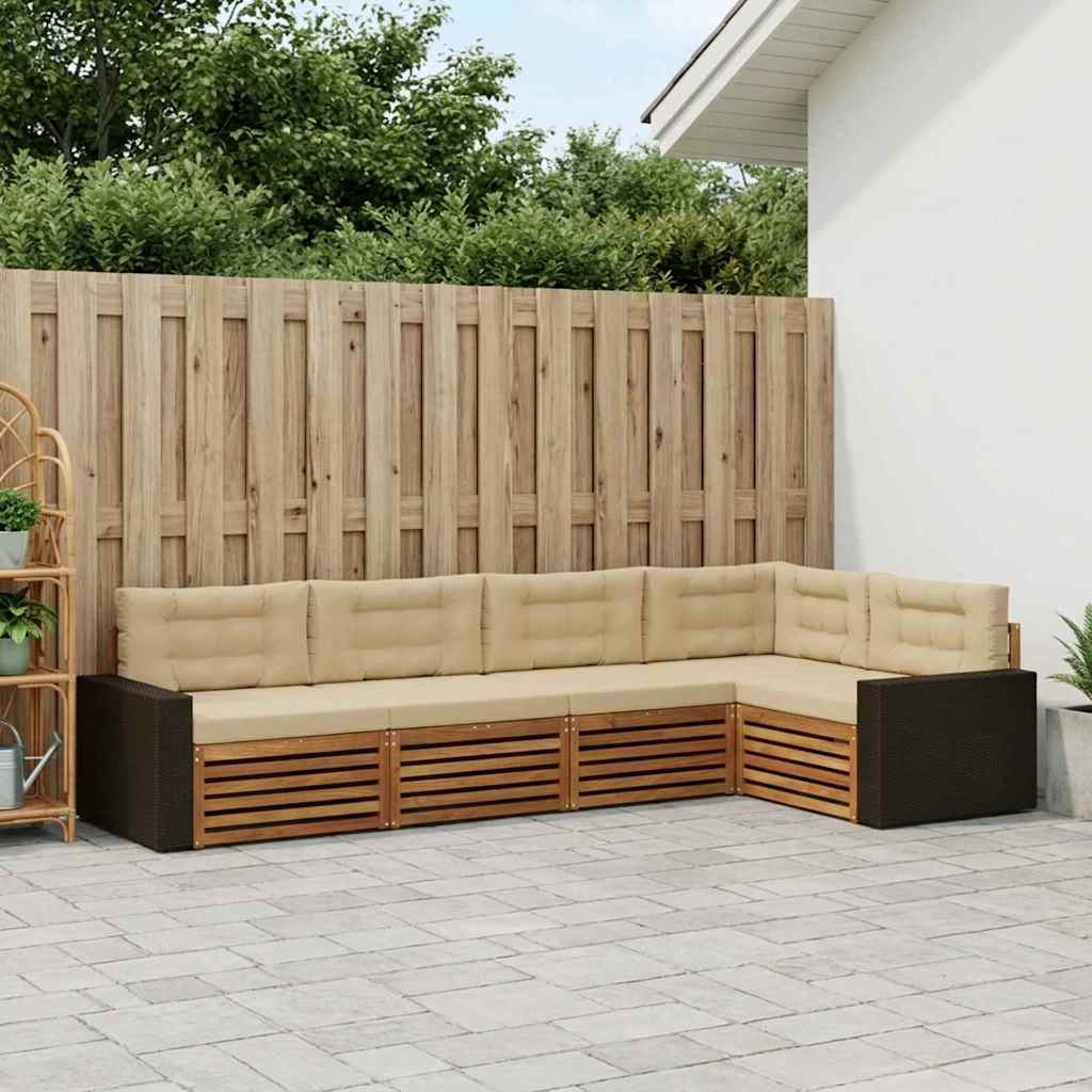 Buiten bankenset 5 pcs Natuurlijk en Beige 331 x 172,5 x 73 cm – afbeelding 1