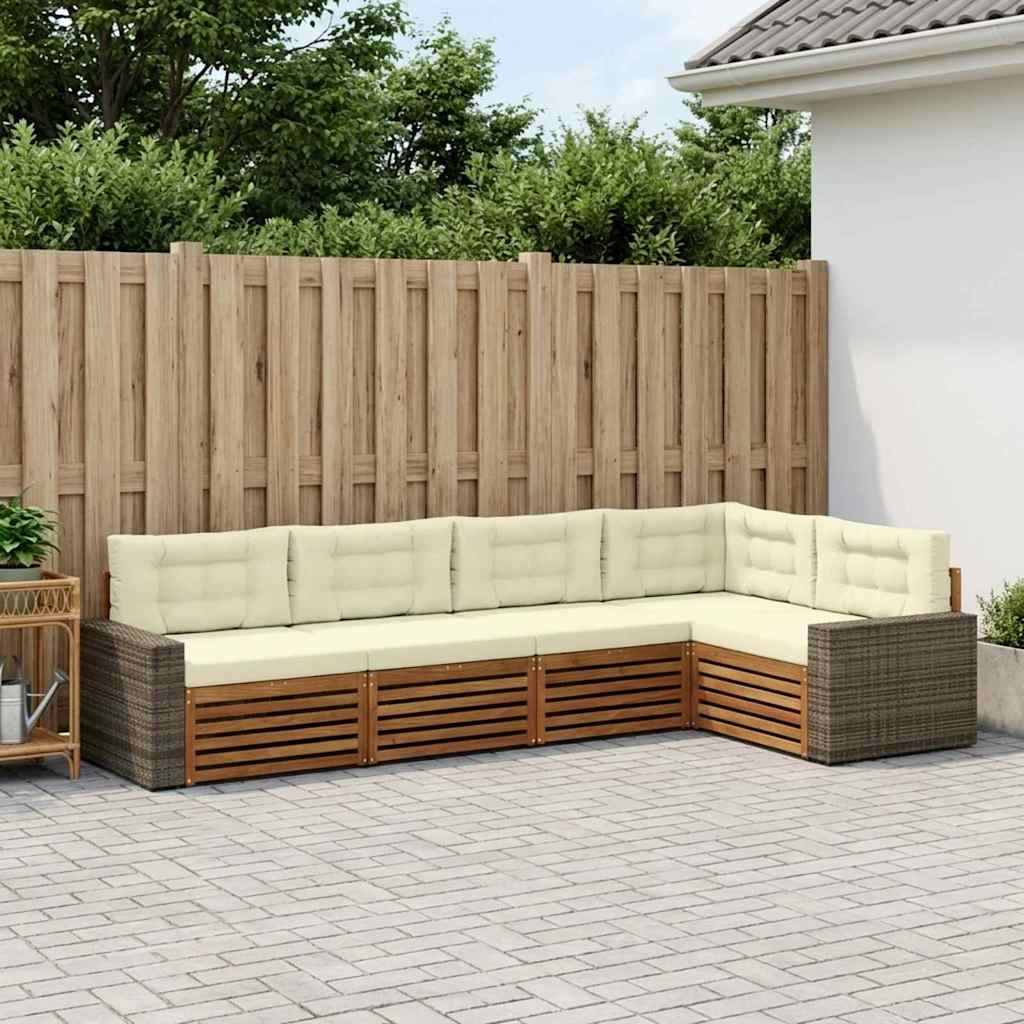 Buiten bankenset 5 pcs Natuurlijk en Crème 331 x 172,5 x 73 cm – afbeelding 1