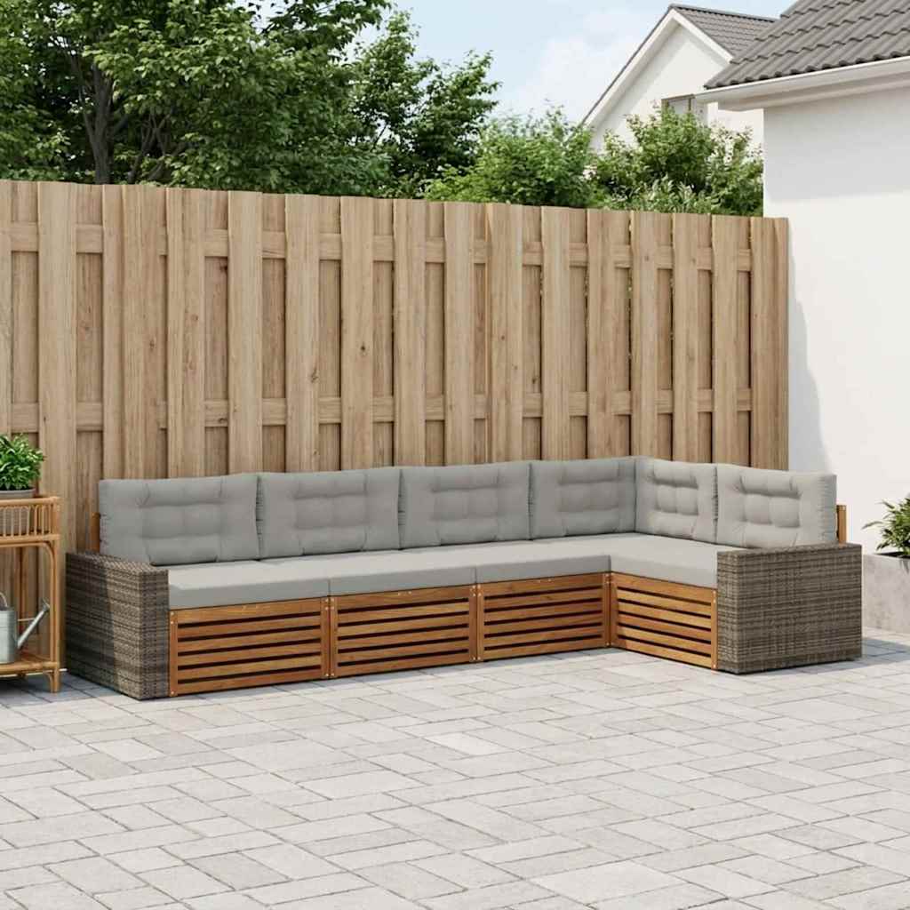 Buiten bankenset 5 pcs Naturel en lichtgrijs