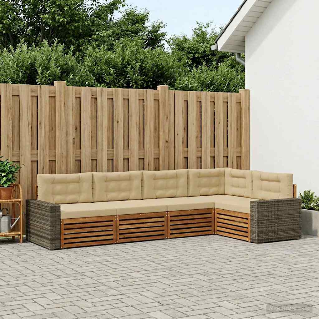 Buiten bankenset 5 pcs Natuurlijk en Beige 331 x 172,5 x 73 cm – afbeelding 1