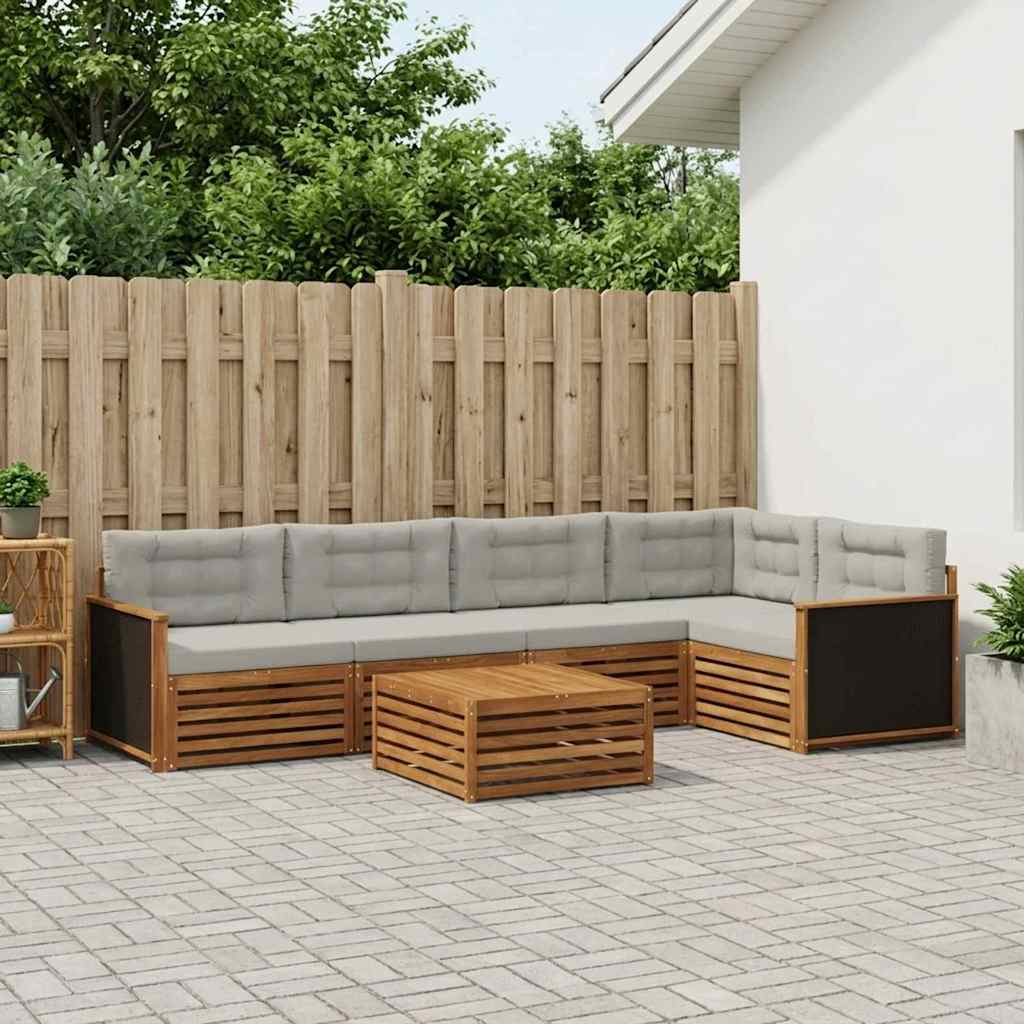 Buiten bankenset 6 pcs Naturel en lichtgrijs 79 x 79 x 37 cm