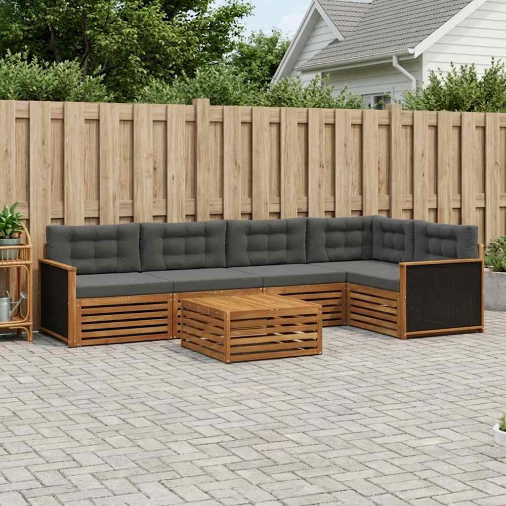 Buiten bankenset 6 pcs Natuurlijk en Antraciet 79 x 79 x 37 cm – afbeelding 1