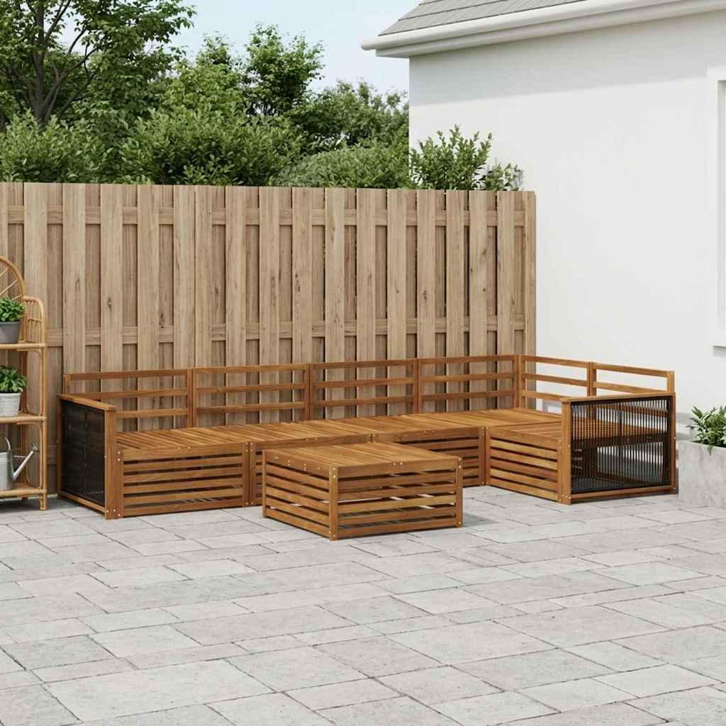 Buiten bankenset 6 pcs Naturel Massief Acaciahout – afbeelding 1