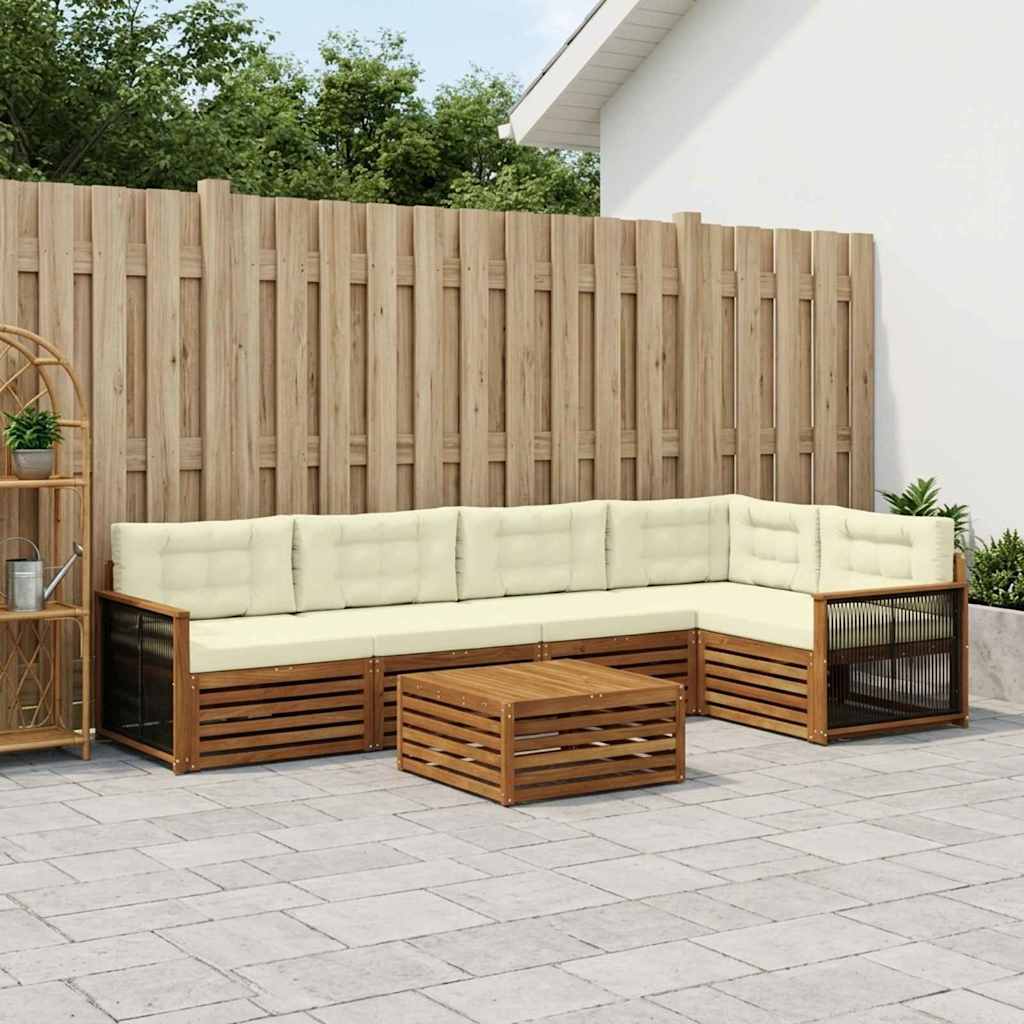 Buiten bankenset met kussen 6 pcs Natuurlijk en Crème – afbeelding 1