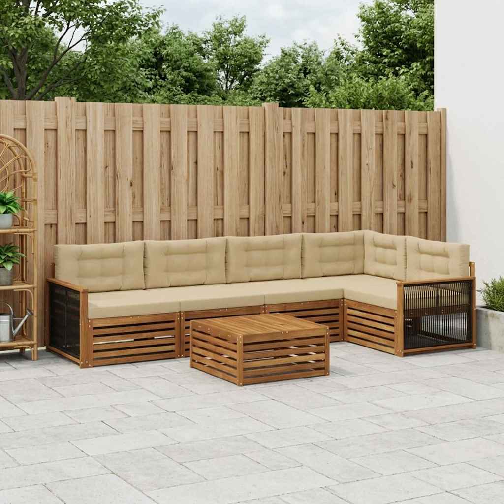 Buiten bankenset met kussen 6 pcs Natuurlijk en Beige – afbeelding 1