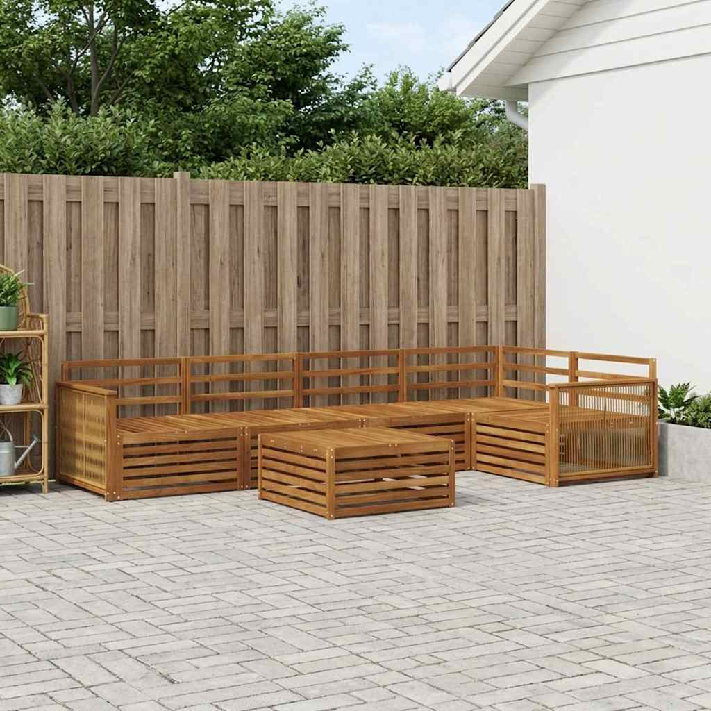 Buiten bankenset 6 pcs Naturel Massief Acaciahout – afbeelding 1