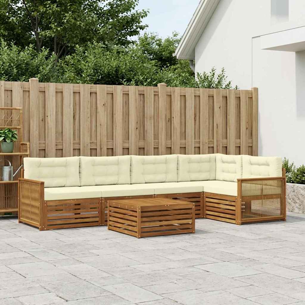 Buiten bankenset met kussen 6 pcs Natuurlijk en Crème