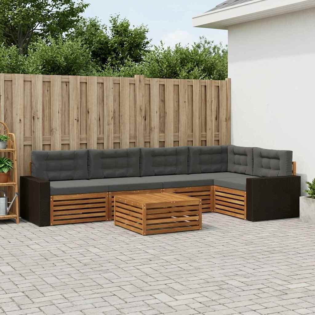 Buiten bankenset 6 pcs Natuurlijk en Antraciet 79 x 79 x 37 cm