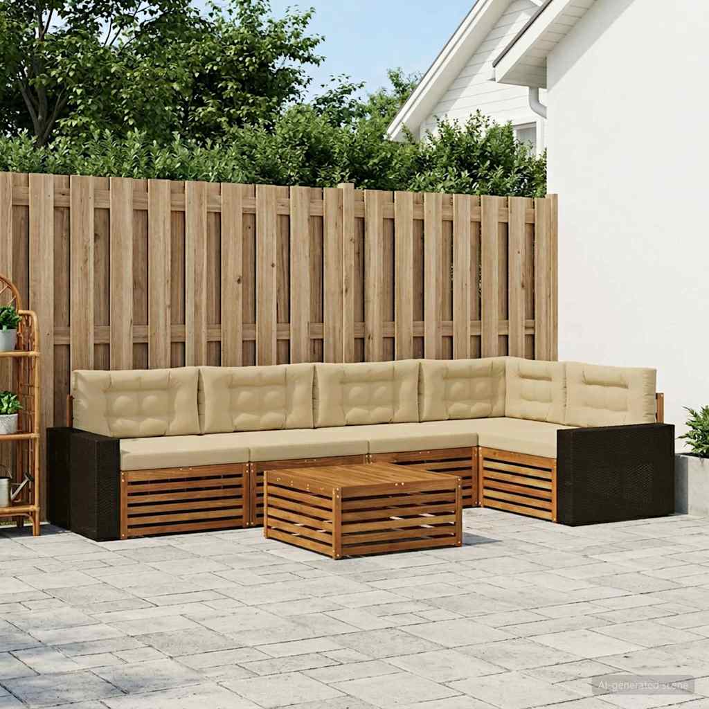 Buiten bankenset 6 pcs Natuurlijk en Beige 79 x 79 x 37 cm – afbeelding 1